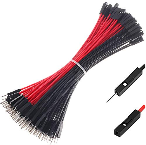 Breadboard Jumper Wires Cables 22AWG Male Female Square Head 0.1'' 120-Pack Black x 60 Red x 60 Wires (15CM, M/F)