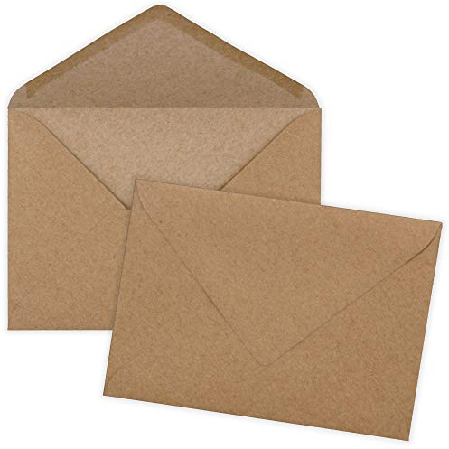 KuschelICH Briefumschläge Kraftpapier C6 114 x 162 mm - Kuverts braun - ohne Fenster (50)