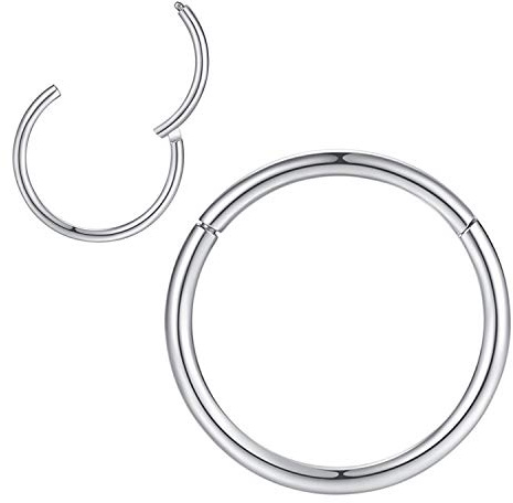 Popuhoops 316L Chirurgenstahl Scharnierende Nasenringe Reifen Suptum Ring Körper Piercing Lippenringe Helix Knorpel Rook Ohrringe 20G 18G 16G 14G 12G 10G 8G, Durchmesser 5mm bis 16mm, Gold-Roségold-Silber-Schwarz