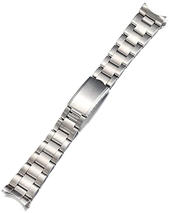 Uhrenarmband aus 316L-Edelstahl, 20 mm, gebogenes Ende, O-yster, gebürsteter Edelstahl, 20 mm, silber, 20mm, Armband
