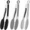 HINMAY Pequeñas pinzas de silicona de 7 pulgadas, juego de 3 unidades (negro gris blanco)