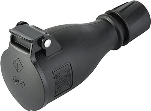 Electraline 55080 Professionelle Schuko-Steckdose, Schutzart IP54, mit automatischer Federabdeckung für den Freihandbetrieb, Schwartz