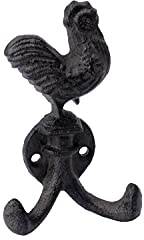 CGB Giftware Cast Iron Classic Cockerel Double Wall Hook | Farm Animal | Easily Wall Mountable | Features Pre Drilled Screw Holes | from GB05814