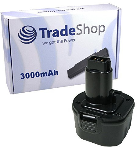 Trade-Shop Batterie Ni-MH 9,6 V / 3000 mAh de rechange pour Dewalt/Black&Decker 246536 A9251 A9251 DE9036 DE9061 DE9062 DE9071 DW9061 DW9062 EZWA29 EZWA30 EZWA30 1 EZWA. 37 PS120
