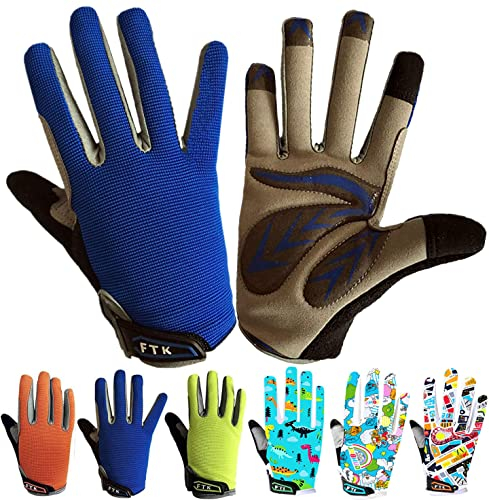 LOVMEAD Fahrradhandschuhe Kinder für Jungen Mädchen Alter 4-12, MTB Handschuhe Paar Outdoor Sport Rennrad Fahrrad Bike Handschuhe Frühling Sommer (M, Blau)