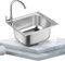 Small Kitchen Sink, Single Bowl Stainless Steel Sink Campervan RV for Undermount and Flushmount Intallation Reversible Drainer with Waste Pipes Clips (Color : Silver, Size : D(37x32cm))