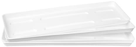 Home Garden Ornaments Sottovaso Rettangolare Bianco 46cm Diametro Set da 5 - Sottovasi Rettangolari - Sottovasi Plastica Resistente - Sottovasi per Piante da Interno (Ø46cm, Bianco)