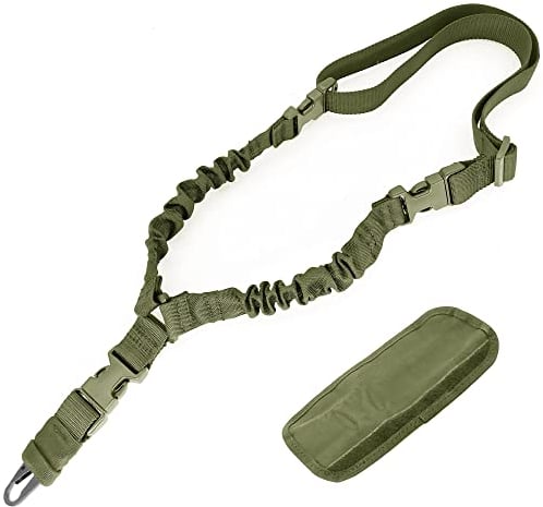 REDAPRIC 1 Punkt Sling Riemen für Gewehr einstellbare Flexible Schnellspanner EIN Punkt Gewehr Riemen langlebig Riemen mit Metallhaken für Outdoor-Sportarten (grün)