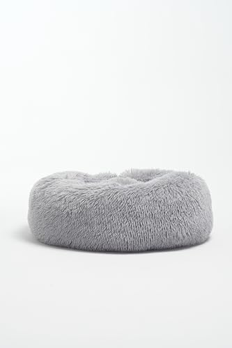 domyou Hundebett PETI Rund, Maschinenwaschbar Hundebett, Flauschig, Bequem, rutschfest Hundebetten, für kleine und große Hunde 50x50x22cm Grau