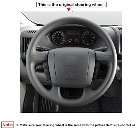 Funiur Lenkradhülle für FIAT Ducato 2006-2019 Ram ProMaster 2017-2020, Braid Cover Auto Lenkradbezüge Weiches Leder Lenkradbezug, DIY Handgenähter Auto-Lenkradabdeckung, Kfz-Innenausstattung