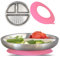 Rilli Edelstahl Saugnapf Teller | rutschfestes Baby Geschirr | Baby Saugnapf Geschirr (rosa)