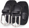 TANGCHAO 2 Stücke Stoffgürtel Stretchgürtel Elastik Flechtgürtel Geflochtener und Elastischer Dehnbarer Gürtel für Damen und Herren Breite 3.3cm Schwarz+Schwarz 105cm