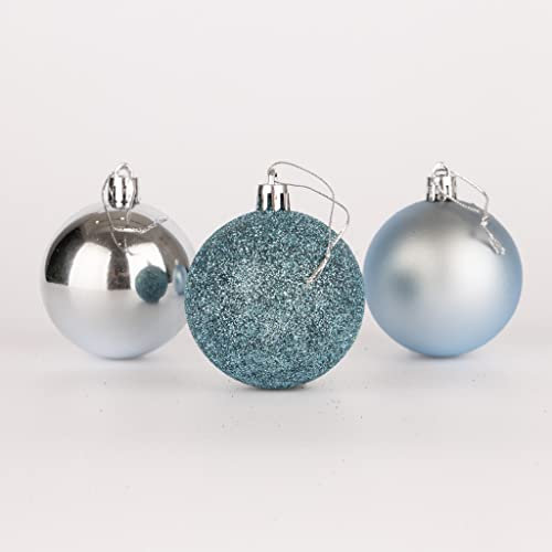 60 mm/18 Stück Weihnachtskugeln, bruchsicher, hellblau, Weihnachtsbaumschmuck, Kugel, Ornamente, Kugeln, Weihnachtsdekoration, Urlaubsdekoration, glänzend, matt, glitzernd