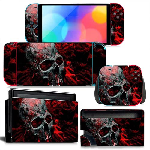 RESKIO Skin pour Switch OLED, Console, Joy-Con, Dock, Vinyle Noir, Résistant à la Rayure
