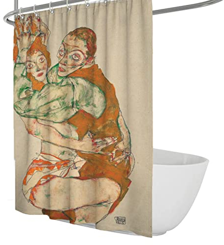 Wewoo Home Expressionismus Duschvorhänge Egon Schiele Stil Badezimmer Vorhang Set Embrace Duschraumvorhänge Multi Größen Schnell trocknende Badevorhänge W120xL210cm