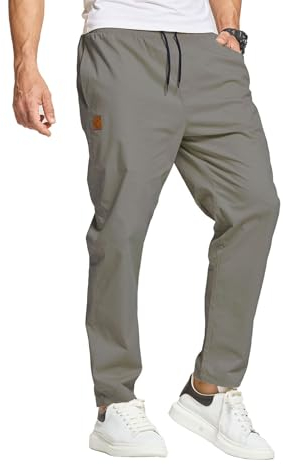JustSun Cargohose Herren Hosen Freizeithose Jogginghose Herren Baumwolle Cargo Chino Hose Herren Pants Männer Ohne Bündchen Grau L