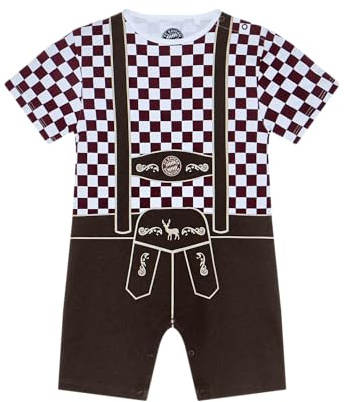 FC Bayern München Baby Body Lederhose | Kurzarm | Braun | Fußball