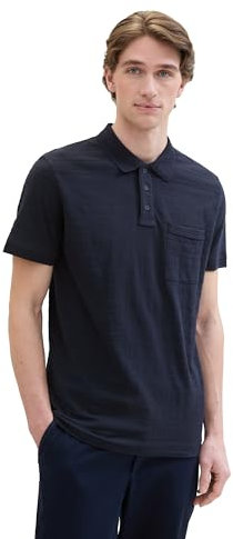 TOM TAILOR Herren Basic Poloshirt mit Struktur, sky captain blue, XXXL