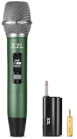 XZL Professional Wireless Microphone, Rechargeable UHF Microphone with 1/4 Receiver, Plug-and-Play & Long-Distance Transmission for Karaoke Singing, Performance, Lecture, Wedding Host, PA System