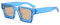 WDZAYXC Vintage Rechteckige Sonnenbrille für Damen Herren Chunky Rectangle Sunglasses Retro Brille UV400 Schutz (Saphirblau/Champagner)