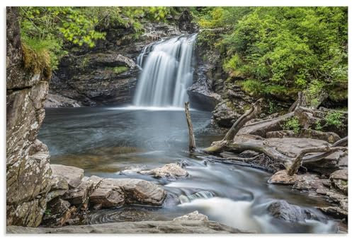 ARTland Wanddeko Wandbild Alu Verbundplatte für Innen & Outdoor Bild 60x40 cm Landschaften Idyll Natur Pflanzen Fluss Wasserfall Falls of Falloch Schottland U5CL