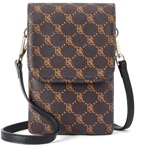BOSTANTEN Sac à bandoulière pour téléphone portable en cuir, sac à bandoulière pour téléphone portable avec porte-monnaie à bandoulière, sac à main pour femme, A-18-café, s