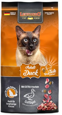 LEONARDO Katzenfutter Adult Duck, 1,8kg Beutel, Geflügel, Trockenfutter für ausgewachsene Katzen Aller Rassen ab 1 Jahr, leicht verdaulich, Made in Germany