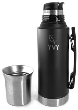 TEMPERA Thermos à maté - 1L | Double Paroi Acier inoxydable, Sans BPA | Calebasse/Gobelet 240ml intégrée | Garde le chaud 24h, Froid 30h | Verseur de précision à gâchette | Maté - Thé - Café