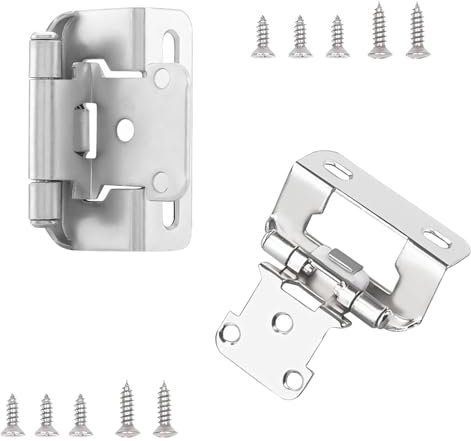 Qrity 2 Piezas Bisagras de Gabinete Semiocultas, Bisagras de Puerta de Gabinete de Cocina, Bisagras de Gabinete Armario para Puerta de Armario, Plata