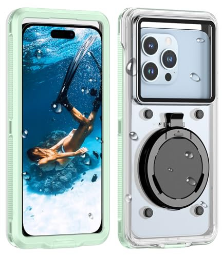 Focusor Custodia Impermeabile 15M Smartphone [Universale] IPX8 Cover Subacquea Professionale [Touchscreen Subacqueo] Asciutta Borsa per iPhone Samsung Huawei Xiaomi Google 4.7-6.9'' Verde Menta
