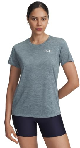 Under Armour Damen Tech Twist Short Sleeve Crew, (587) Jaspis blau/weiß, Groß