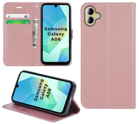DN-Technology For Samsung Galaxy A06 Case Flip Folio Leather Wallet with Card Holder Book Stand Phone Cover For Samsung Galaxy A06 (ROSE GOLD)