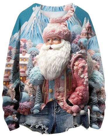 YCBMINGCAN Pulli Damen Oversize lässige Mode, lockerer Rundhalsausschnitt, ohne Mütze, Nachahmung Grobstrickpullover Damen Beige (Hot Pink, S)