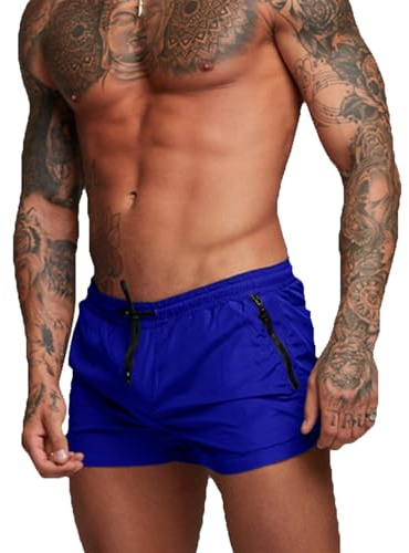 EDOTON Maillot de Bain pour Homme Trunks Boxer Shorts Pantalon Court de Sport Plage Loisir Cordon de Serrage Ajustable (EU L, A - Bleu Roi)