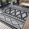 Homaxy Outdoor Teppich Wetterfest, Kunststoff Stroh Faltbar Waschbar UV-beständig Wendbar Balkon Garten Teppich für Terrasse Camping Picknick (180 x 270 cm, Schwarz & Weiß)