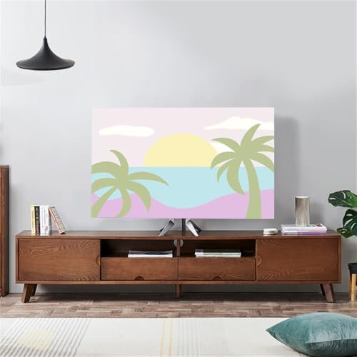 Hiseng TV Protector Cover, Dust-Proof TV/PC Display Protector Screen Cover All-Inclusive Elastic Indoor Living Room Decoration Dust Cover for 32” to 75”Display (32-37inch,Sea surface 3)