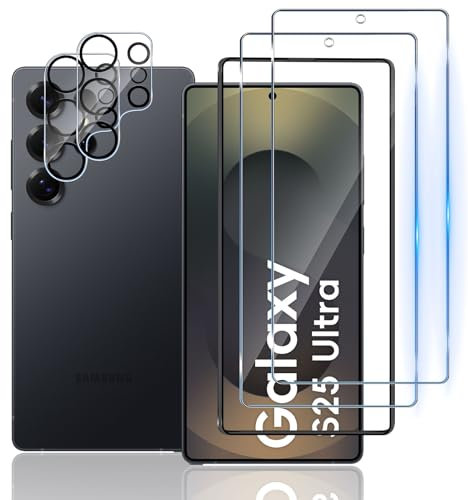 TUTUO Schutzfolie für Samsung Galaxy S25 Ultra für Panzerglas, [2+2 Stück] Panzer Schutz Glas + Kameraschutz mit Rahmen-Installationshilfe, 9H Härte HD Klar Panzerfolie, Anti-Kratzer Displayschutz