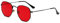 qinqilanqi-S Lunettes de soleil polygonales tendance pour homme et femme, verres classiques super légers avec cadre en métal, protection UV, noir/rouge