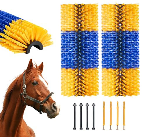 VEVOR Brosse à Gratter pour Bétail Cheval Anti-démangeaisons 43,5 x 19 cm Lot de 2 avec 4 Vis, Griffoir pour Soulager Démangeaisons du Dos, Nettoyage, Toilettage, de Chevaux, de Cochons, de Bovins
