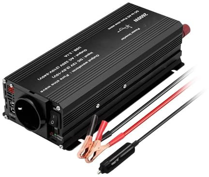 Sine Wave Inverter DC 12V A AC 220V Transformador De Potencia con USB 3Outlets Universal/EU Cargo De Carga LED LED Transformador Inversor Onda Pura(EU 2600W 50Hz)