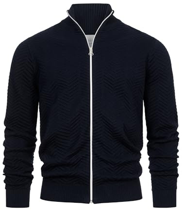 KRONSTADT Herren KSCarlo Zip Strickjacke mit Stehkragen und Reißverschluss