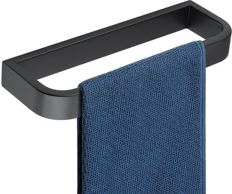 SAYAYO Bathroom Hand Towel Holder Black Towel Rail Wall Mounted, Heavy Duty SUS304 Stainless Steel Towel Ring with Drilling, 25CM