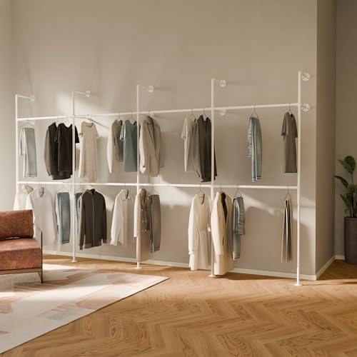 pamo Kleiderstange Wandmontage Weiß – 392 x 222 cm | 560 kg Traglast