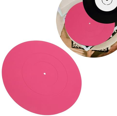 Upgraded Turntable Mat, 12 Inch Premium Rubber Universal Record Platter Slipmat with Grooves, Record Player Mat for Players Reduce Noise Tighter Bass Quality (Pinkish)