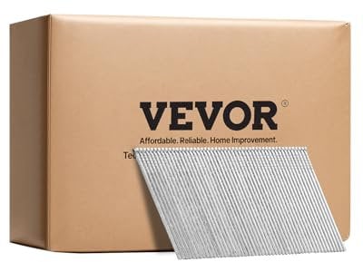 VEVOR 16 Gauge Finish Nails, 2 in Angled Finishing Nails, 2000-Count Galvanized Finishing Nail, 20-Degree Heavy-Duty Brad Nail with Galvanized Anti-Rust Process, for 16GA 20° Angled Finish Nailers