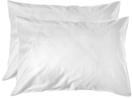 Home Sweet Home UK Microfibre White Pillow Cases 2 Pack - Brushed Microfibre White Pillowcases with Envelope Closure, 48x74 cm Pillow Covers, Pillow Case Standard Size Set of 2