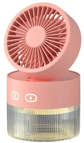 Humidifier Spray Fan Portable USB Water-cooled Mini Desktop Household Appliances Water Mist Fan With LED Light Easy To Use(Pink-USB)
