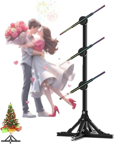Proiettore olografico 3D con Ventola, WiFi, Telecomando e Bluetooth, proiettore olografico per Albero di Natale per Negozi, Bar, Halloween, Feste