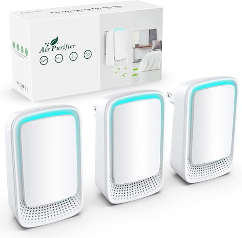 Jostart Ionisator Luftreiniger, 3 Pack Plug in Negativ Ionen Air Purifier für Wohnung Raucherzimmer Haustiertoiletten Büros und Staub/Pollen.(weiß)
