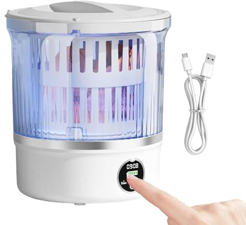 Compact Laundry Appliance - Mini Washer Dryer for Travel | 3L Rechargeable Waterproof Non-Slip, Portable Cleaning Machine, Household Washing Tool for Socks Towels Bras